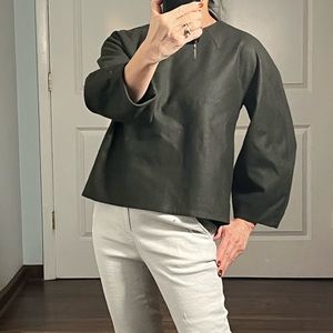 Tomorrowland wool blend olive green blouse top size S